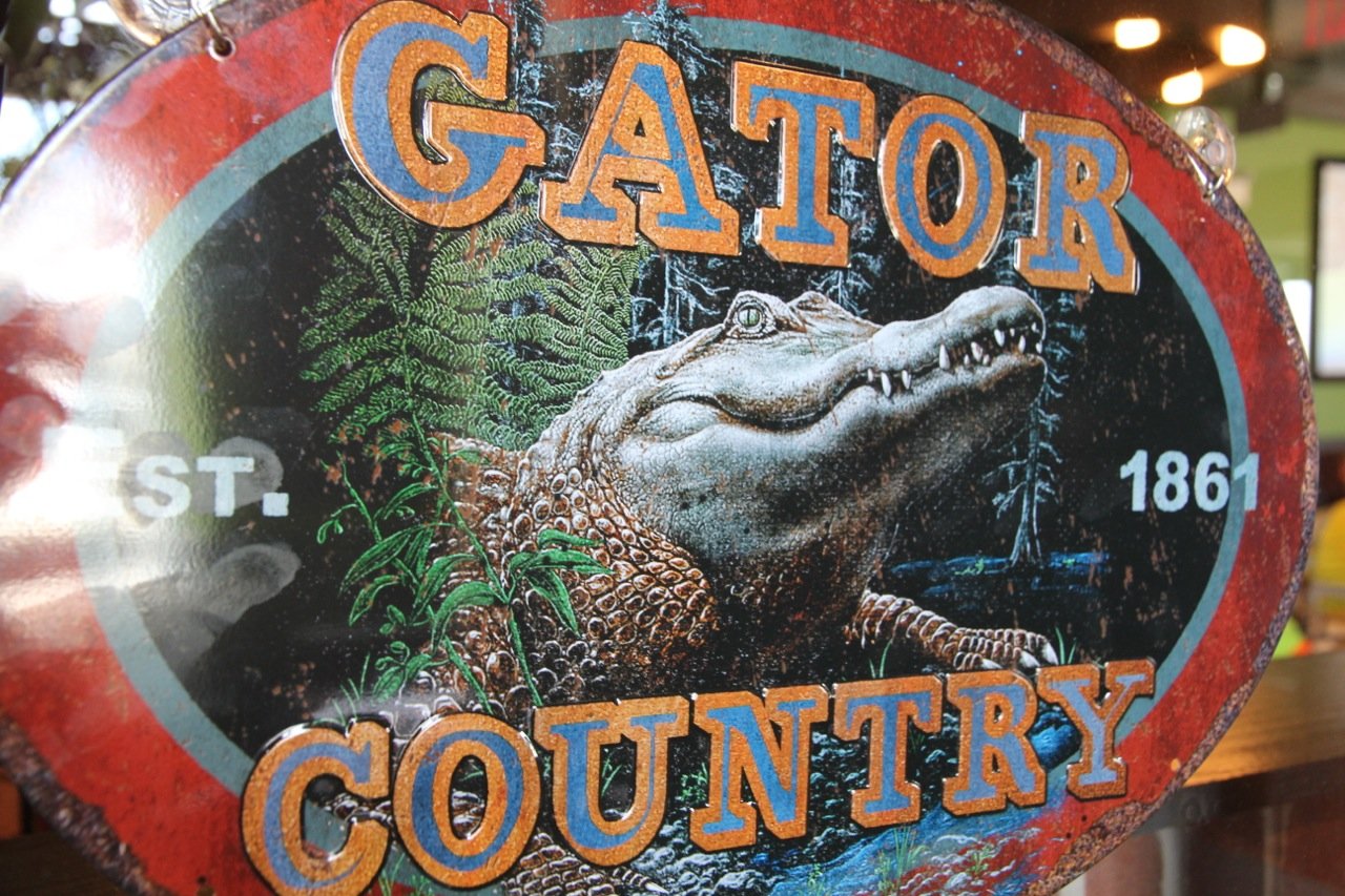 Gator Country sign hanging inside the restaurant